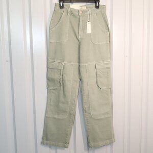 Gilded Intent Buckle Womens 90's Straight Cargo Jeans Sage Green Size 28x32 NWT